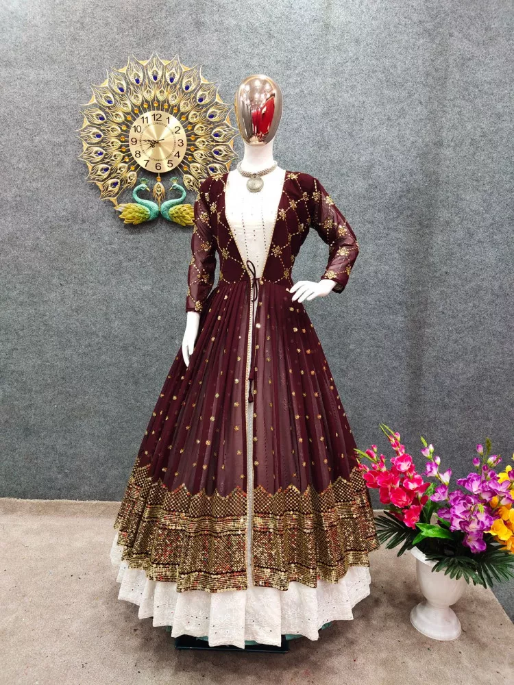 Off White Anarkali With Maroon Dupatta | Lashkaraa | Party wear indian  dresses, Indian dresses, Indian outfits