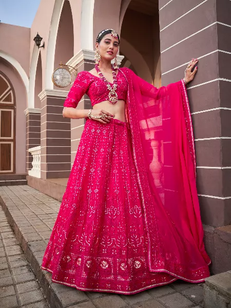 Bridal dark pink lehenga set – Kuro Clothing India