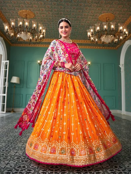 Indian Wedding Lehenga Choli in Yellow and Pink Bridal Readymade Lehenga Choli