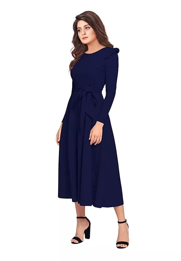 navy blue western dress Eira Navy Blue Embellished Maxi Dress – Western Era main image 0