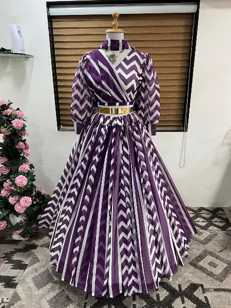 Stylish Readymade Blouse Lehenga Choli in Purple With Digital Print and Dupatta