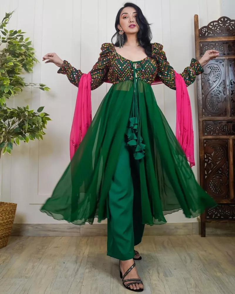 Reeta Fashion Fascinating Mehndi Green Vichitra Silk Dress Material | Reeta  Fashion