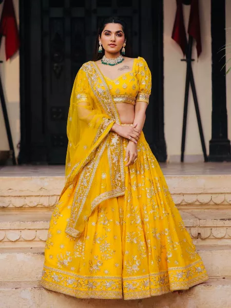 Yellow Lehenga Choli for Women Green Blouse Indian Bollywood Designer  Wedding Party Wear Lengha Choli Dupatta Mahendi Ceremony Ghagra Choli -  Etsy | Yellow lehenga, Indian wedding wear, Party wear lehenga