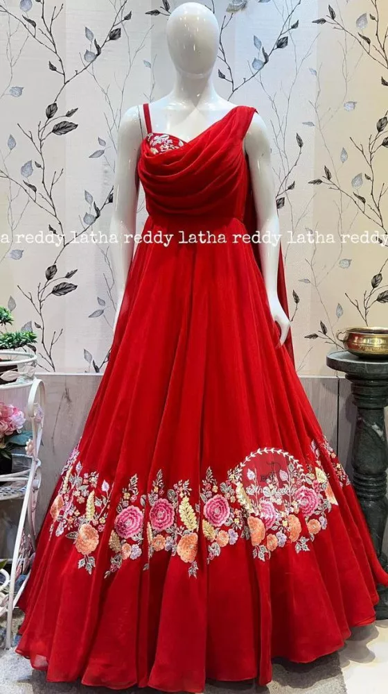 Launching New Designer Party Wear Look Gown with Heavy Embroidery Sequences  Work Dupatta and Fully 6 Meter Flare and Attached Pad Ready to Wear Gown -  Dwhale Hub