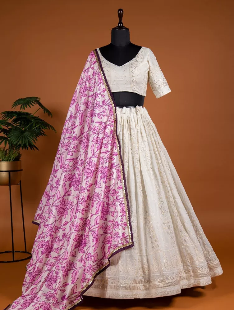 Pretty Pink White Combination Lehenga | Lehenga saree design, Lehnga  designs, Lehenga designs