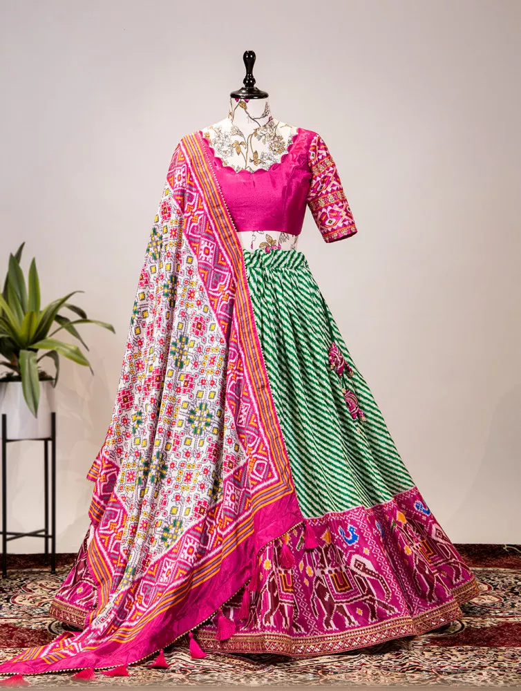 Head over heels in love with this heavily embroidered pink bridal lehenga  with lemon-green embellished dupatta and matching potli… | Instagram