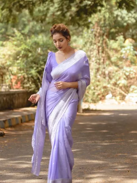 Lavender Linen Soft Cotton Saree With Attractive Jacquard Border and Blouse