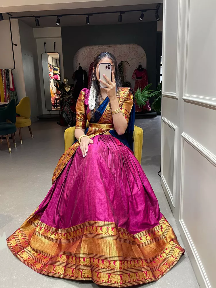 Indian Wedding - Buy Blue and Pink Multi Embroidered Wedding Lehenga Choli