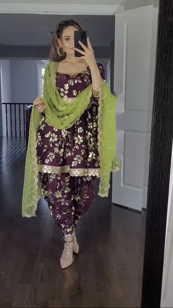 Incredible Navy Blue Color Punjabi Patiyala Dress Wedding Party Wear Salwar  Kameez Suits With Embroidery Mirror Work Heavy Net Dupatta Dress - Etsy
