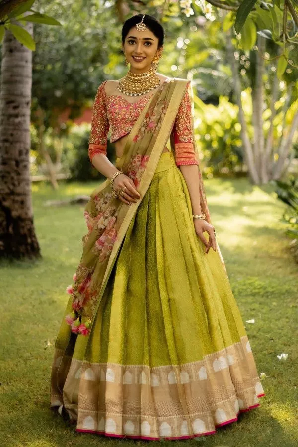Elegance Bright Parrot Green Dori And Sequins Embroidered Bridal Designer  Lehenga Choli Set - Divine International Trading Co - 3688621