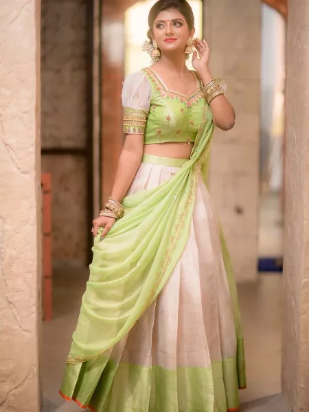 Buy Mint Saree Paired With Blouse by Designer PUNIT BALANA Online at  Ogaan.com