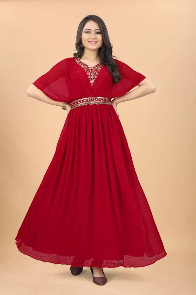 Western Ladies Party Wear Gown, Sleevless, Plain at Rs 540 in Surat