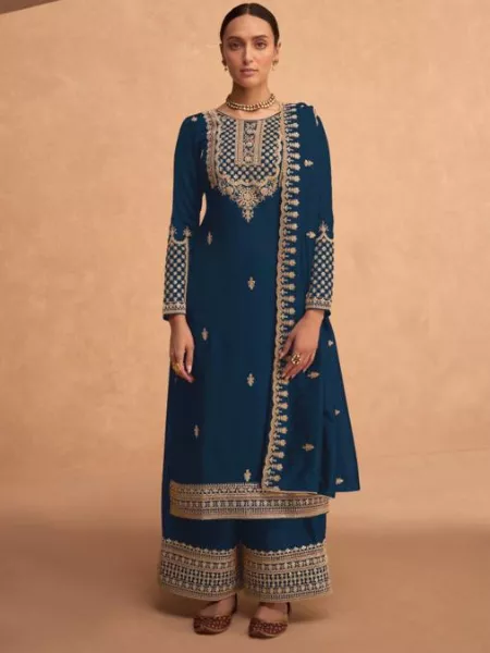 Blue Color Georgette Salwar Suit With Beautiful Sequence Embroidery Work