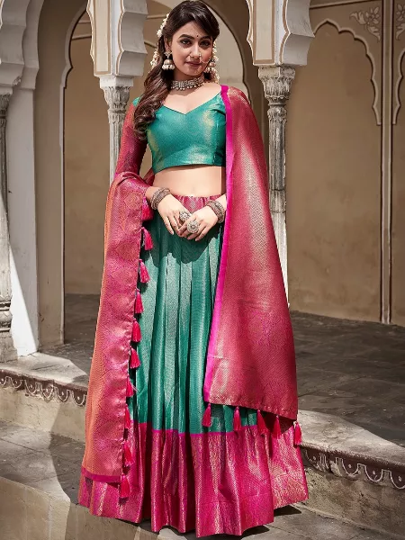 fcity.in - Pochampalli Banarasi Silk Lehenga Choli / Fancy Designer Flared  Indo