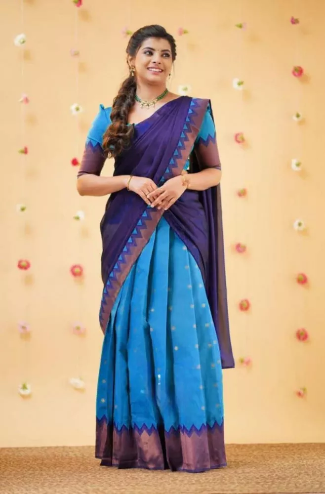 Half Saree New Model 2021 | Blue Color Half Saree For Girls