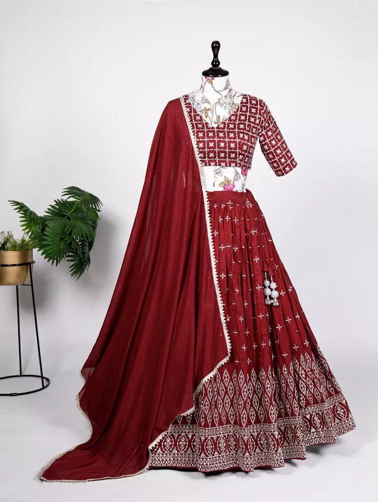 Designer Maroon Bridal Lehenga | Bridal lehenga, Maroon bridal lehenga,  Indian bridal outfits