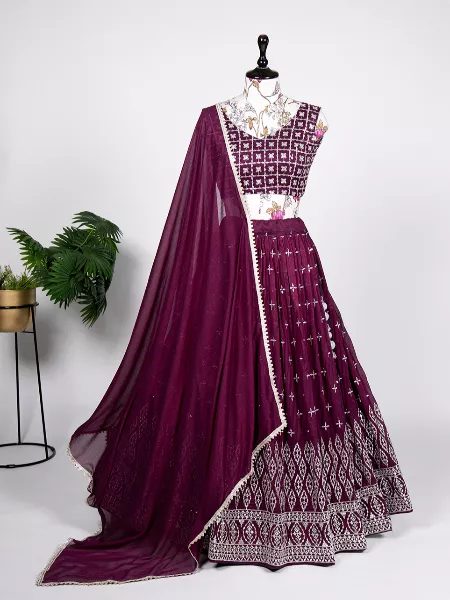 Amusing Maroon Lehenga Choli With Maroon Georgette Dupatta Set