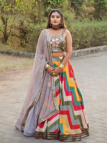 Multi Colour Cotton Designer Lehenga Choli