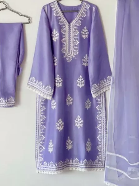 Lavender Designer Trending Sequence Embroidery Work Suit Pent and