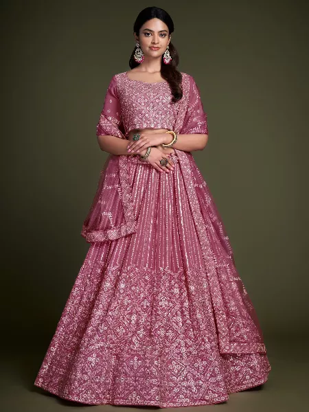 Gorgeous floral pink lehenga for an Indian wedding. See more on  wedmegood.com #wedmegood #indi… | Indian bridal dress, Indian wedding  dress, Designer bridal lehenga