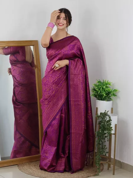 Magenta Silk Saree, Pattern : Printed, Occasion : Bridal Wear, Festival  Wear at Best Price in Hubli