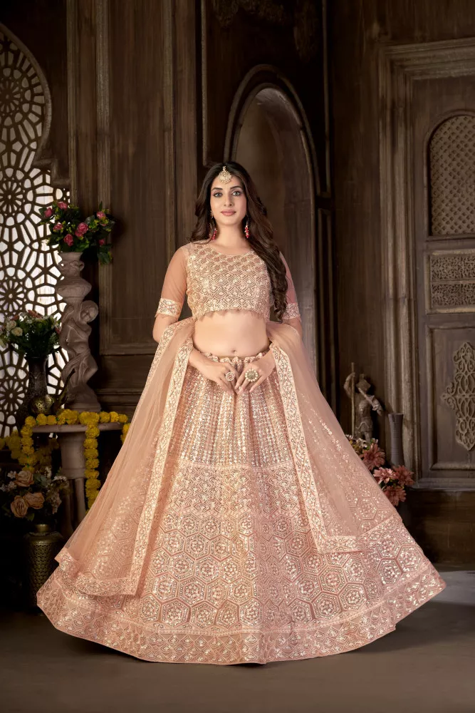 Upgrade Your Wedding Wardrobe with These Peach Colour Lehenga Designs and  Look like a Diva!