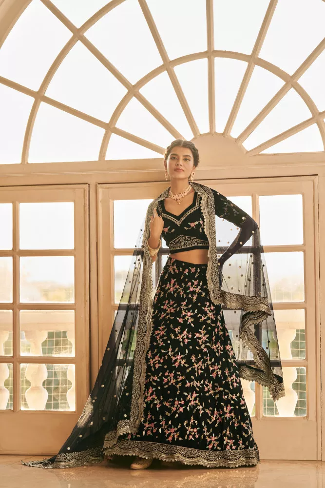 Shop Black Lehenga for Women Online from India's Luxury Designers 2024-sgquangbinhtourist.com.vn