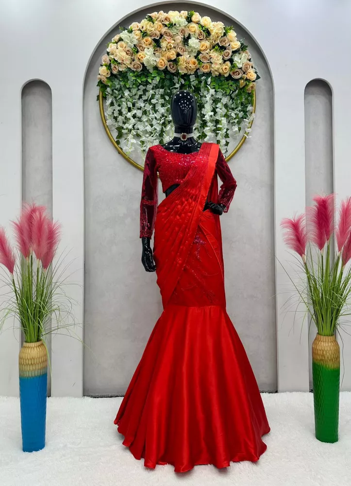Women One Minute Ready Wear Lycra Gown Saree Cocktail Party Sari Dress  western | eBay