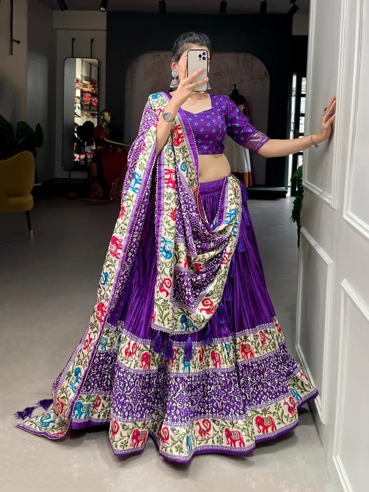 Pink and Purple Paithani Silk Lehenga – myRiti