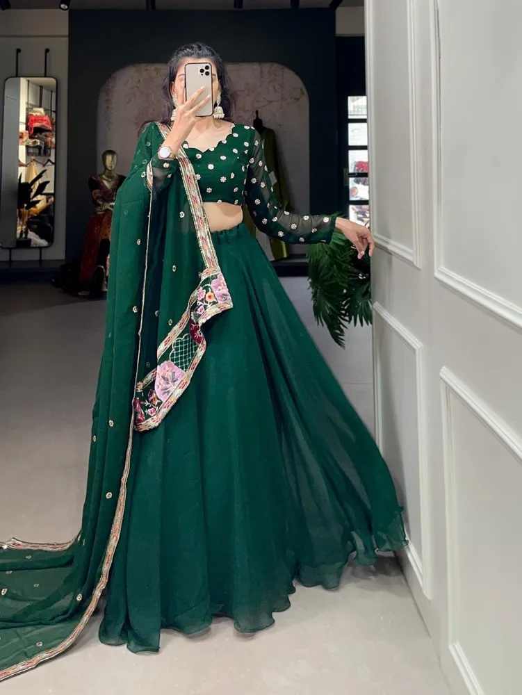 Green Designer Lehenga Choli Set