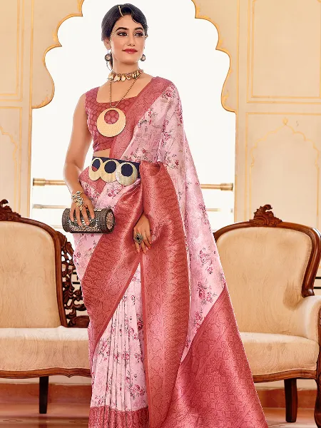 Mehendi Color Satin Silk Saree With Blouse and Embroidery Work Belt and Lace