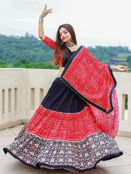 Jacquard Black Banarasi Silk Lehenga Choli - Absolutely Desi
