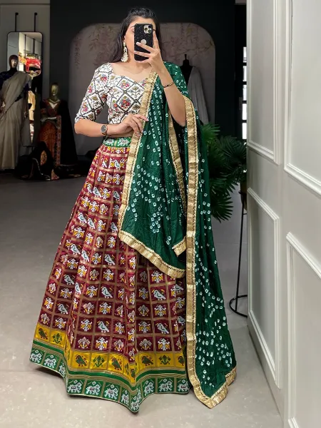 Buy Green Silk Lace Border Fancy Lehenga choli From Ethnic Plus