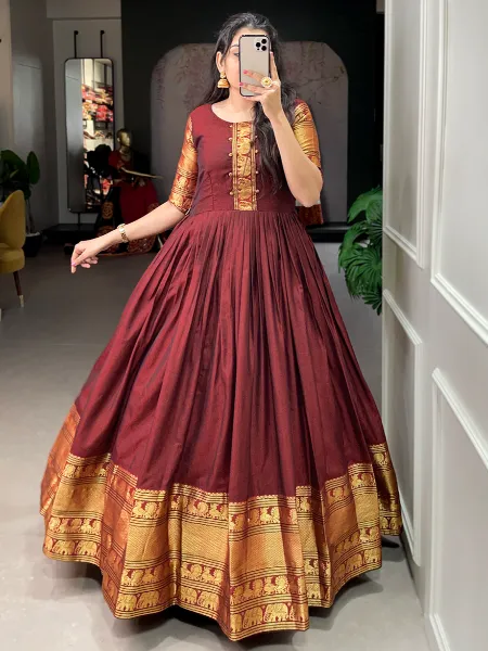 Maroon Sequin-Embellished Net and Satin Gown – Amishi by Preet
