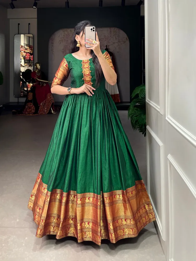Buy Bottle Green Shimmer and Organza Lehenga with Belt Online in USA – Pure  Elegance