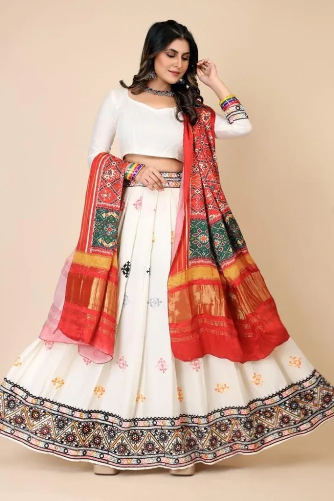 Off White Layered Net Lehenga Choli with Dupatta Lehenga 1650LG07