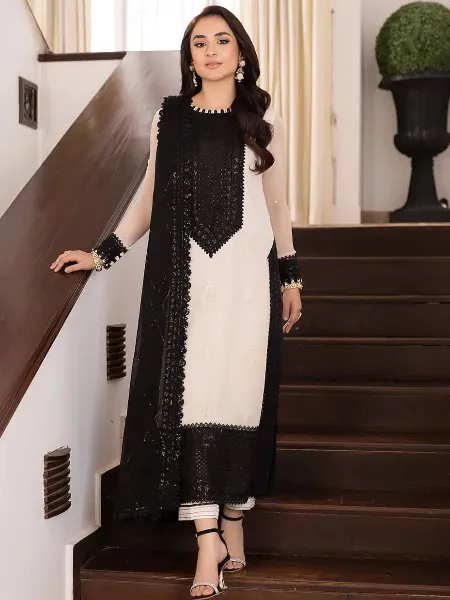 White Georgette Salwar Suits: Buy Latest Designs Online | Utsav Fashion