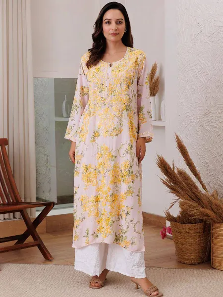 Yellow Color Designer Salwar Suit in Rayon With Print and Embroidery