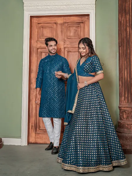 Rama Color Couple Combo in Georgette With Foil Print and Sequence Work ...