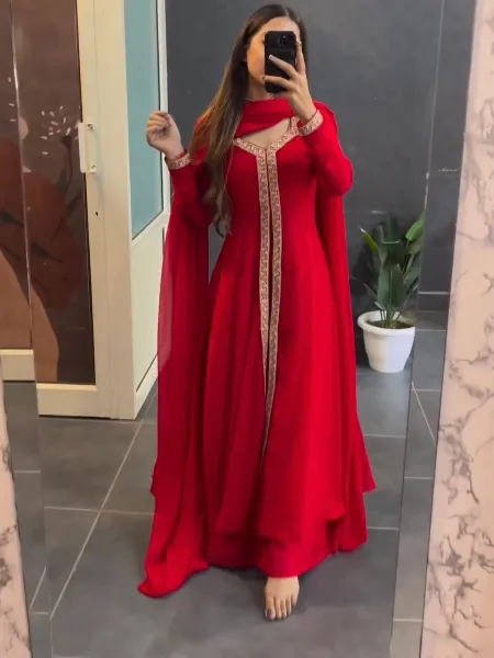 Amazon.com: Lakkar Haveli Indian Women's Long Dress Cotton Tunic Red Color  Wedding Wear Frock Suit Plus Size (5XS) : Clothing, Shoes & Jewelry