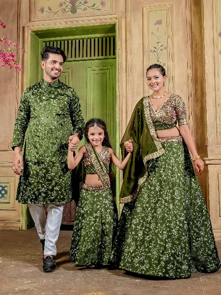 Mehendi Function Family Combo With Heavy Designer Work Ready to Wear