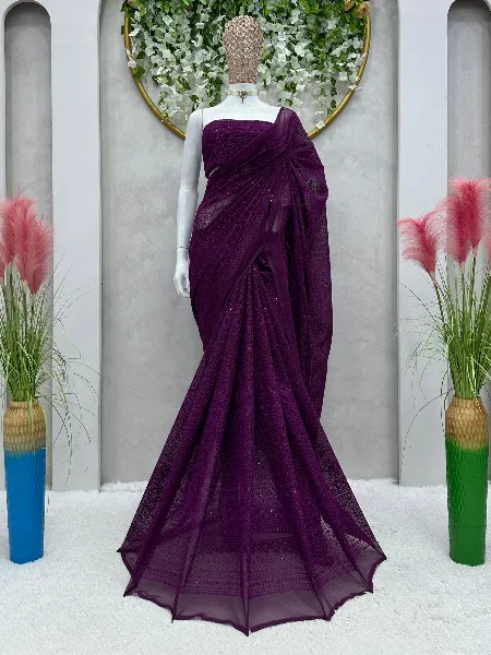 Latest Fashion Dark Purple Silk Saree|SARV117682