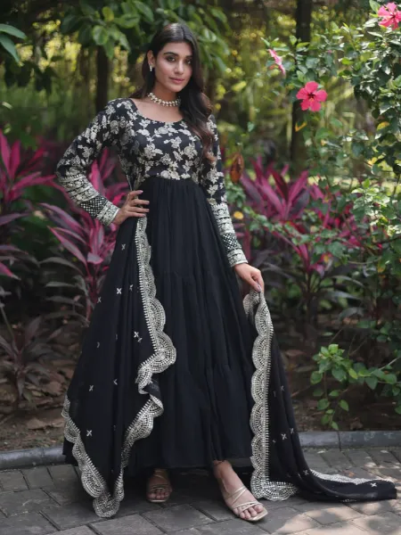 Buy FLORY VOL 12 Anarkali Long Gown In Black Color By SHUBHKALA at Rs. 1200  online from Surati Fabric Gown : V 4093