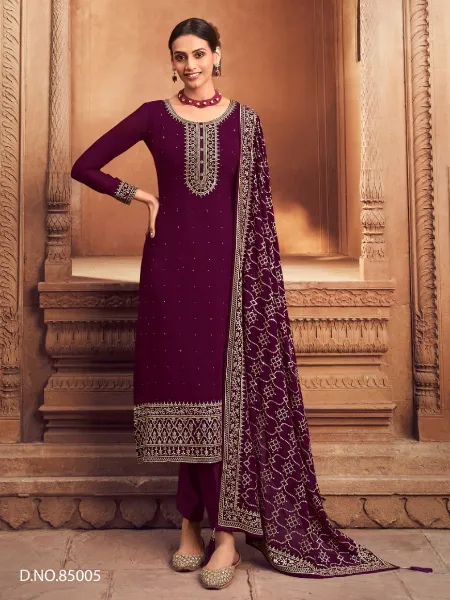 Heavy Salwar Suit in Wine Color Georgette With Rich Look Sequence Dupatta