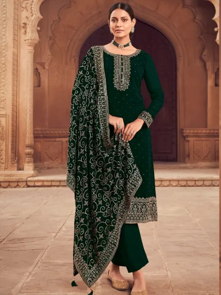 Heavy Salwar Suit in Green Color Georgette With Rich Look Sequence Dupatta