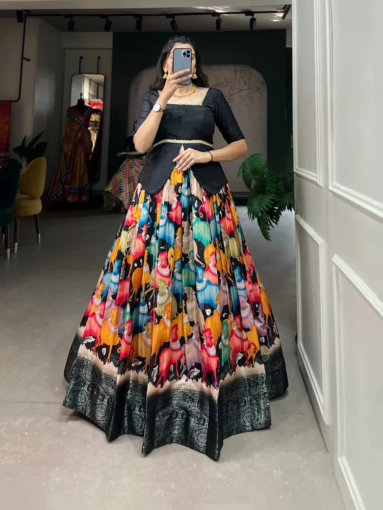 Indian Designer Lehenga Choli Printed Black Skirt Designer Skirt Indian  Bollywood Lengha Choli Patola Printed Lehenga - Etsy