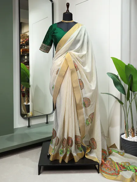 Traditional Kerala Gold Kasavu Tissue Dhavani With Purple Blouse/ Kerala  Onam Dress/ Half Saree/ Vishu Dress - Etsy | Wedding blouse designs, Kerala  saree blouse designs, Onam outfits