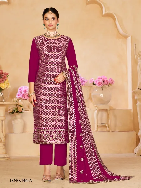Pink Color Salwar Suit in Vichitra and Embroidery With Swarovski Diamond