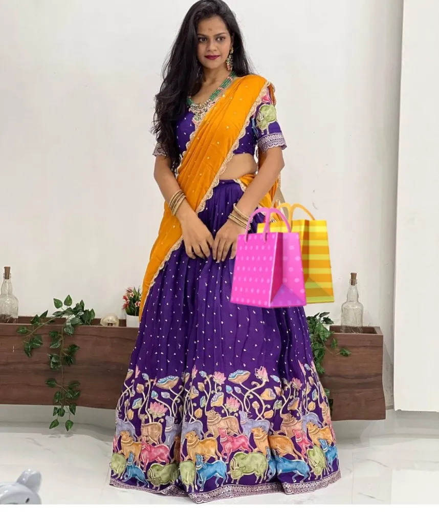 Buy SHAVIDR ENTERPRISE New Designed South Indian Lehenga Choli For women  And Girls-Kumkum-Maroon Green Online at Best Prices in India - JioMart.