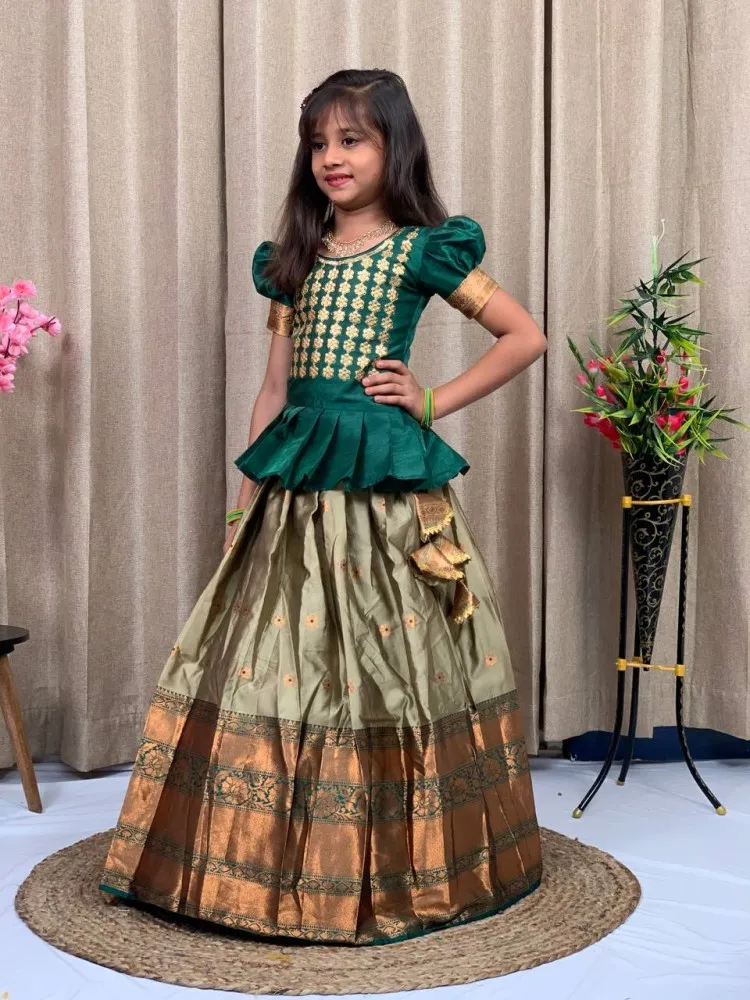 BLUE Party Wear Designer Kids Lehenga Choli, 1.90mtr. With Four Side Lace,  5-12 at Rs 650 in Surat